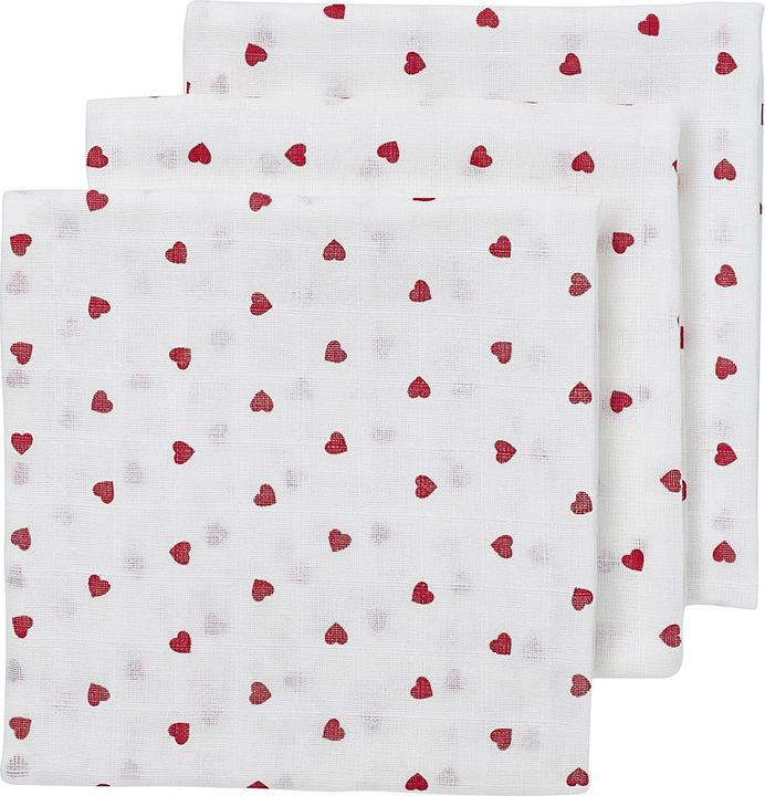 Meyco Sweet Heart muslin nappies - pack of 3 (70 cm, 70 cm)