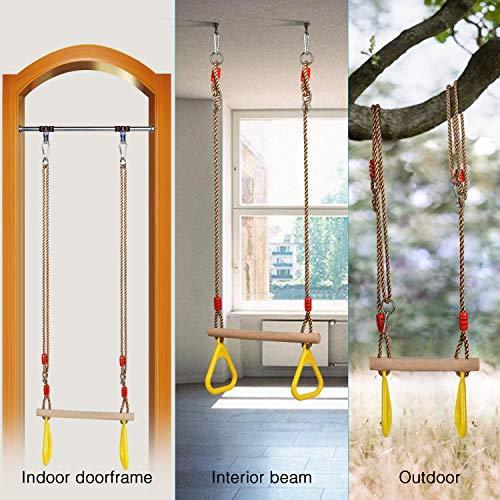 Image du produit Pellor Balançoire trapèze en bois multifonctionnelle pour enfants