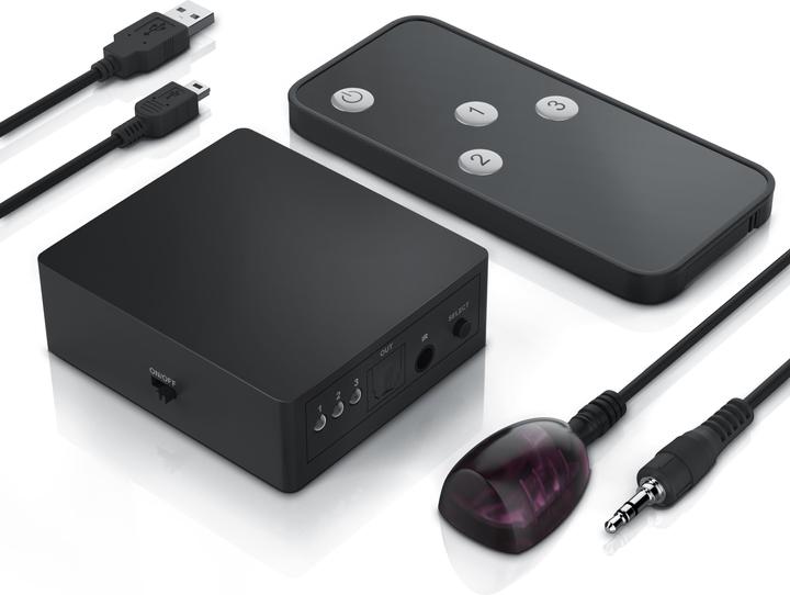 Actual product image CSL 3x1 SPDIF Switch, Audio Switch with Remote Control, 3x Toslin to 1x Toslink