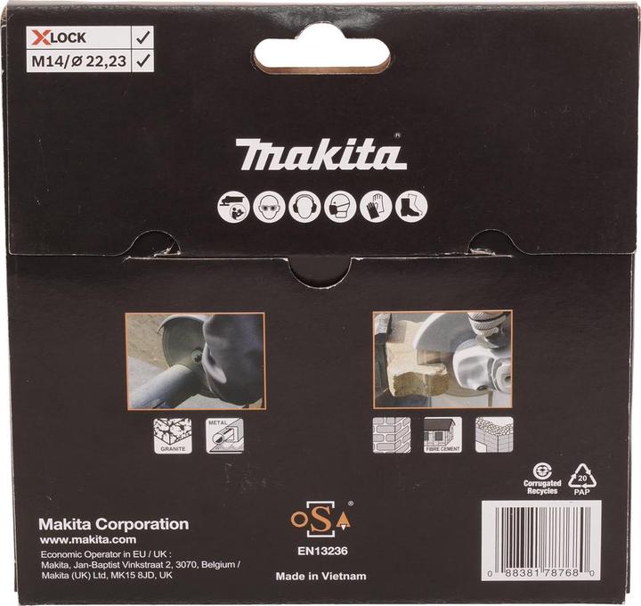 Produktbild Makita Diamanttrennscheibe Schneiden Bohrung 22,23mm X-LOCK Rescue 125mm E-19738