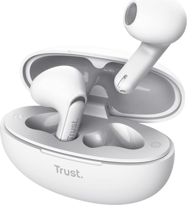 Trust Yavi Bt Enc Earphones White (ANC, 6 h, Cable)