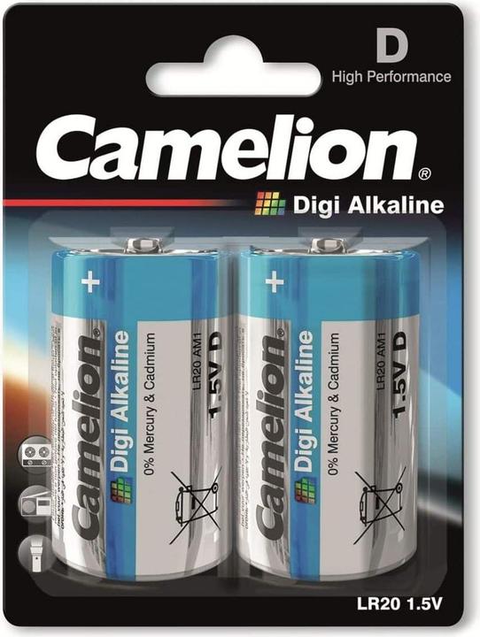 Immagine prodotto Camelion Batteria Digi Alcalina Mono D LR20 (2 pezzi) (2 pz., D, 21000 mAh)