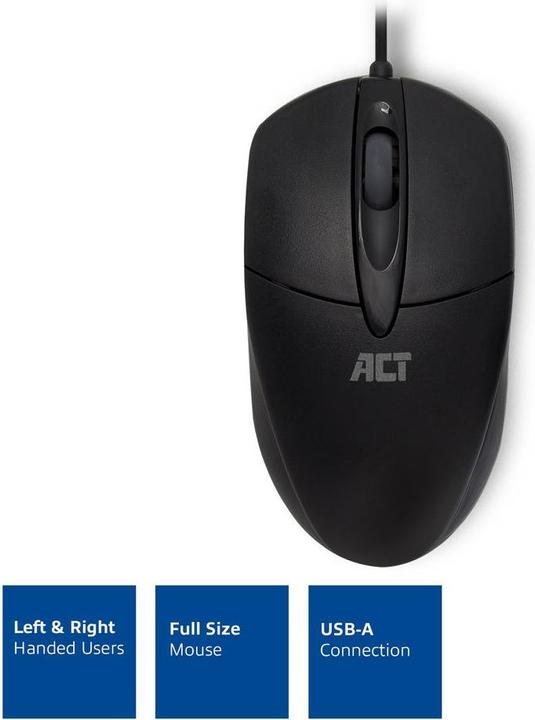 Immagine prodotto Mouse ottico cablato, cavo USB, 1000 dpi, nero (Cablato)