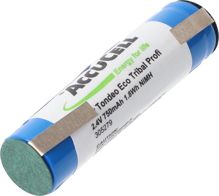 Produktbild AccuCell Akku NiMH 2,4 Volt, 58x14,5mm für Zahnbürsten (1 Stk., 750 mAh)