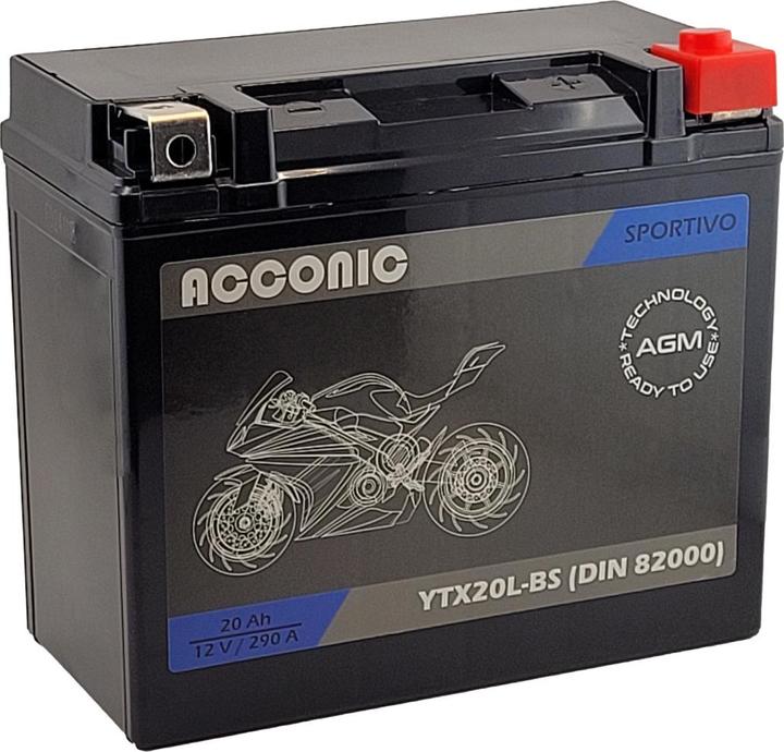 Image du produit Acconic Sportivo AGM YTX20L-BS Motorradbatterie 20Ah 12V (DIN 82000) (12 V, 20 Ah)