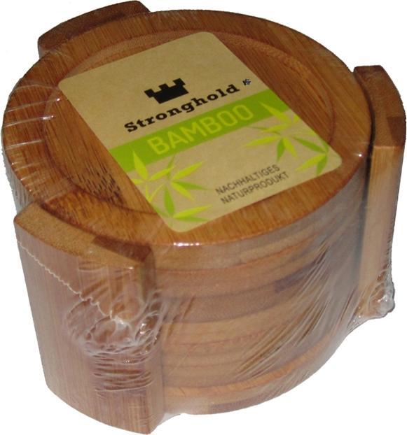 Actual product image Stronghold Bamboo Wood Glass Coaster Set (6 x, Glass coaster)