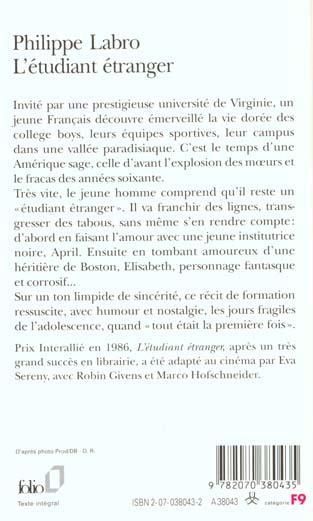 L'étudiant étranger (Français, Labro Philippe, 1994)