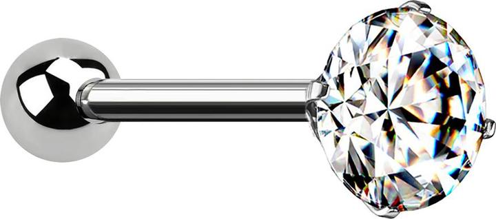 Star Piercing Micro Barbell Innengewinde silber mit Kugel und Kristall silber gefasst (Titan G23, ohne Messing)
