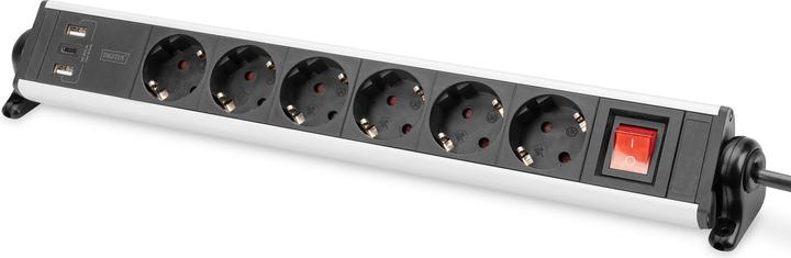 Image du produit Digitus Bloc multiprise en aluminium 6x 2xUSB-A/1xUSB-C (6 x, USB-C, USB-A, 1.50 m)