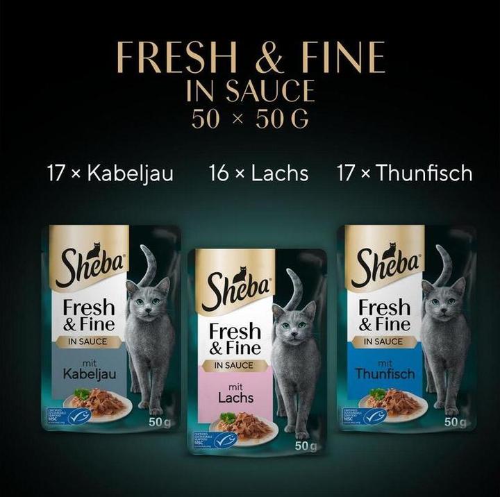 Image du produit Sheba Nassfutter Sauce mit Kabeljau, Lachs und Thunfisch, 50 (Adulte, 250 g)