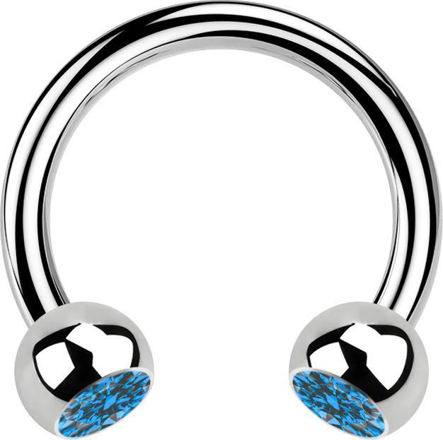 Immagine prodotto Star Piercing Campanile circolare in argento con due sfere di cristallo azzurro (senza ottone, Acciaio chirurgico 316L)
