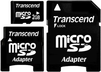 Actual product image Transcend microSD card with MiniSD and SD adapter (2 GB, microSD)