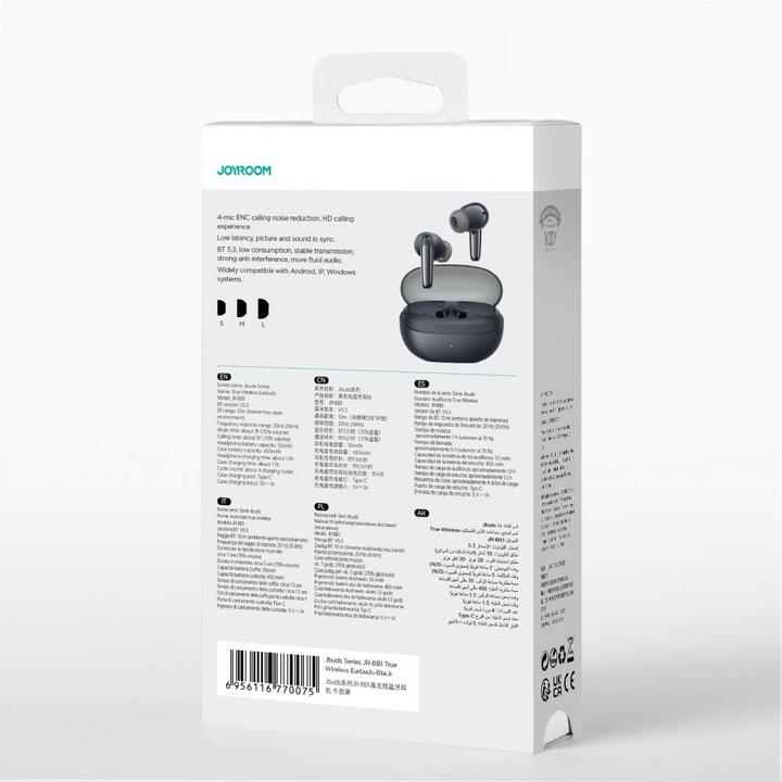 Image du produit Joyroom Écouteurs intra-auriculaires sans fil Jbuds Series JR-BB1 TWS - noir (7 h, Sans fil)