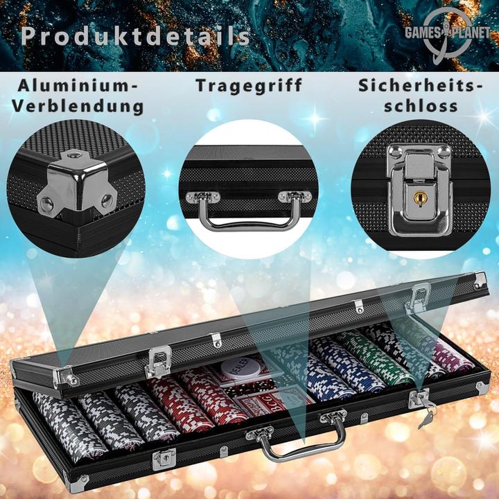 Produktbild Games Planet Pokerkoffer, 500 Laserchips, Black Edition