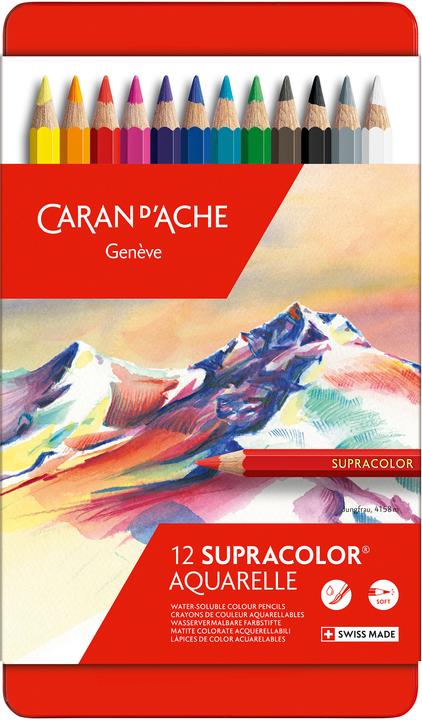 Caran d'Ache Supracolor Aquarelle Metallschachtel (Mehrfarbig, 12 x)