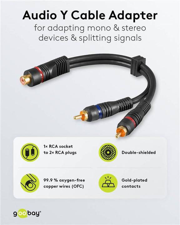 Actual product image Goobay Audio Y-adapter cable stereo, OFC (0.20 m)
