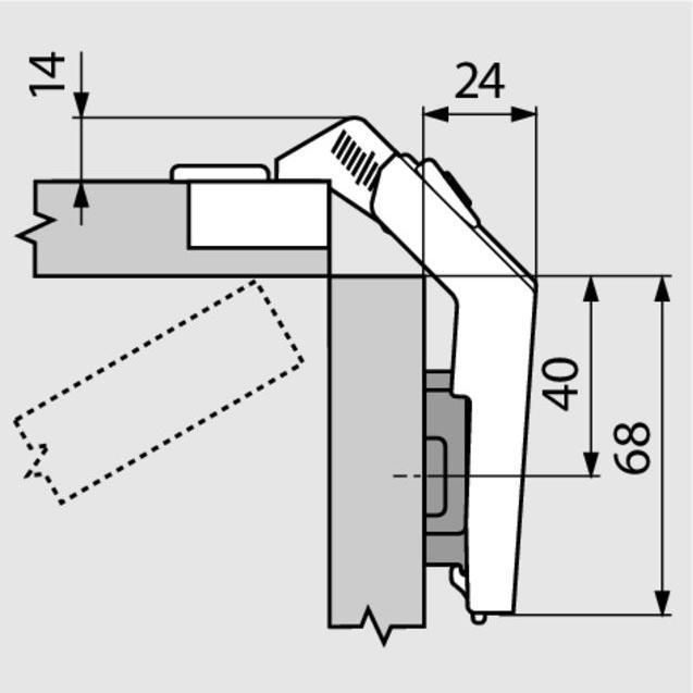 Produktbild Blum Topfbänder CLIP top Eckschrank, Falttürband 60 °