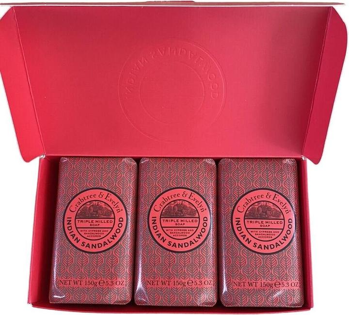 Produktbild Floris Crabtree & Evelyn Set Trio Indian Sandalwood Soap Bar - 3 Stück, 150 Gramm (Hartseife)