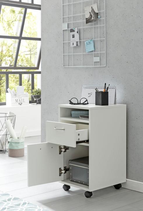 Image du produit FineBuy Caisson roulant en bois plaqué blanc (38 x 33 x 63 cm)