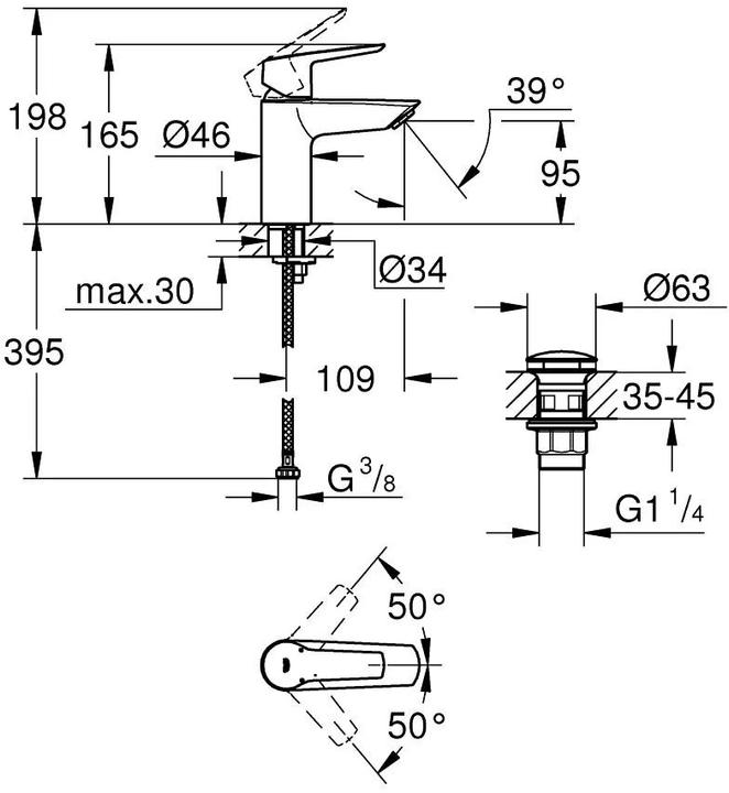 Immagine prodotto Grohe Rubinetto per lavabo Start QuickFix, scarico push-open, misura S, cromo