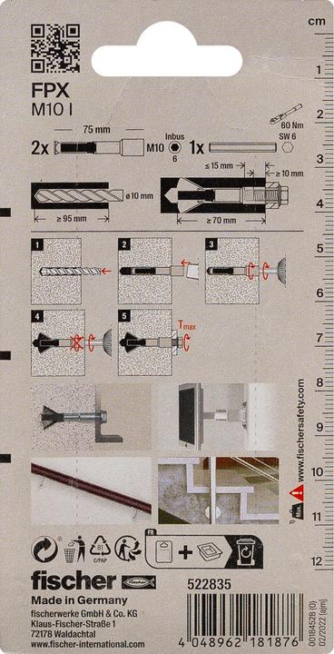 Actual product image Fischer Aerated concrete anchor FPX-I M10 K (2) (2 pcs.)