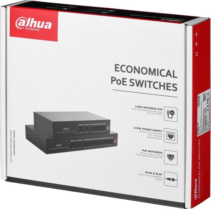 Actual product image Dahua PoE DH-PFS3010-8ET-65 network switch Fast Ethernet (10/100) Power over Ethernet (10 Ports)