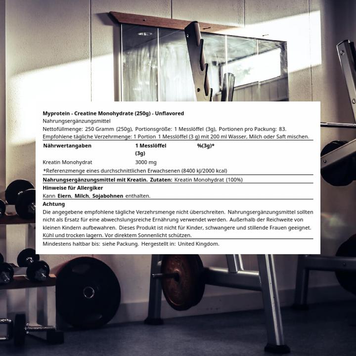 Image du produit MyProtein Créatine monohydrate (sachet de 250G) (1 pièce(s), Poudre, 250 g)