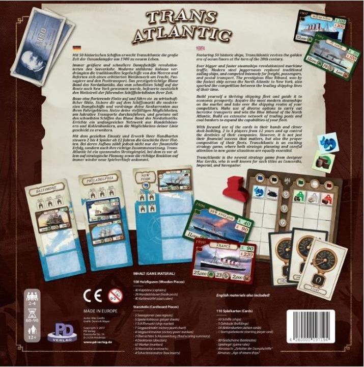 Produktbild PDV09719 - TransAtlantic, Brettspiel, für 2-4 Spieler, ab 12 Jahren (Deutsch, Englisch)