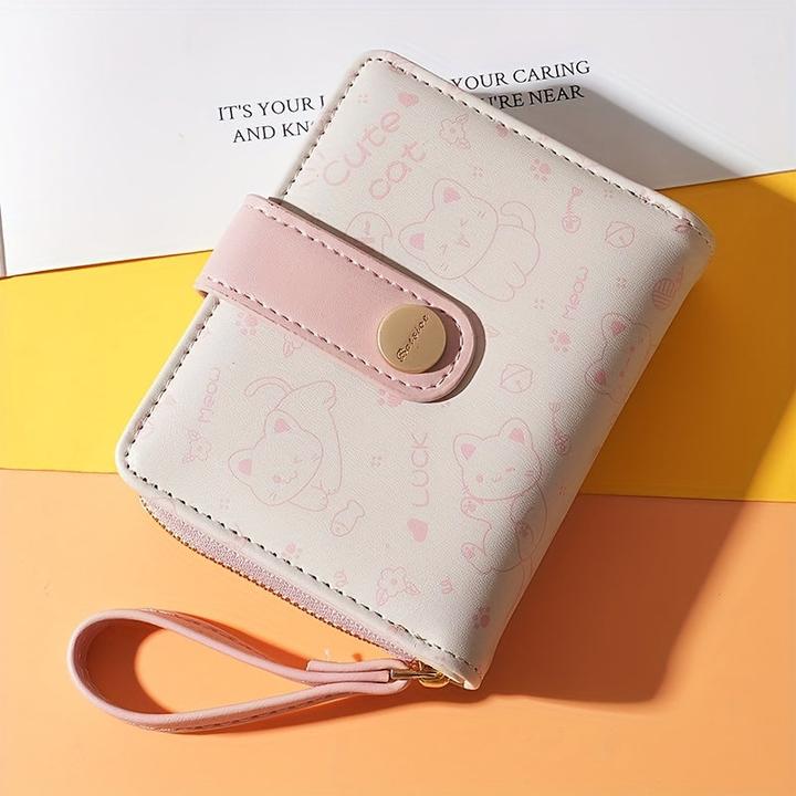 Produktbild Only-Bags.Store Cat Pattern Short Wallet, Clutch Sweet Coin Purse, Mini Credit Card Purse