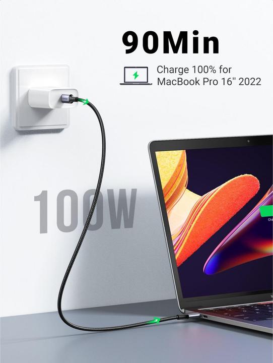 Actual product image Ugreen US316 Type C to Type C Cable, 100W, 3m (black) (3 m, USB 2.0)