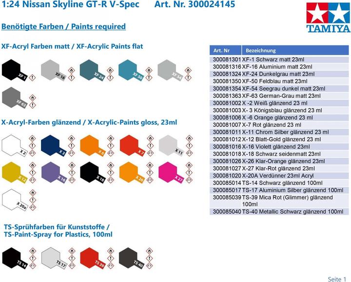 Actual product image Tamiya 1:24 Nissan Skyline GT-R V-Spec