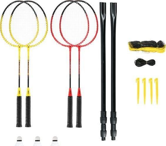 Produktbild Nils NRZ264 ALUMINIUM Badmintonset 4 Schläger 3 Federpfeile 600x60cm Netz Koffer