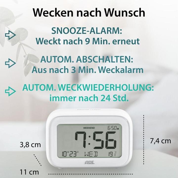 Produktbild ADE Digitalwecker mit Temperaturanzeige