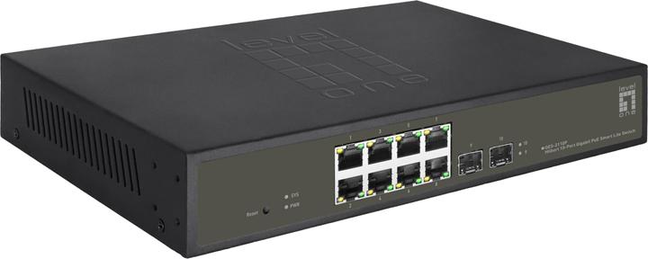 Actual product image LevelOne Switch 8x GE GES-2110P 2xGSFP 8xPoE+ (8 Ports)