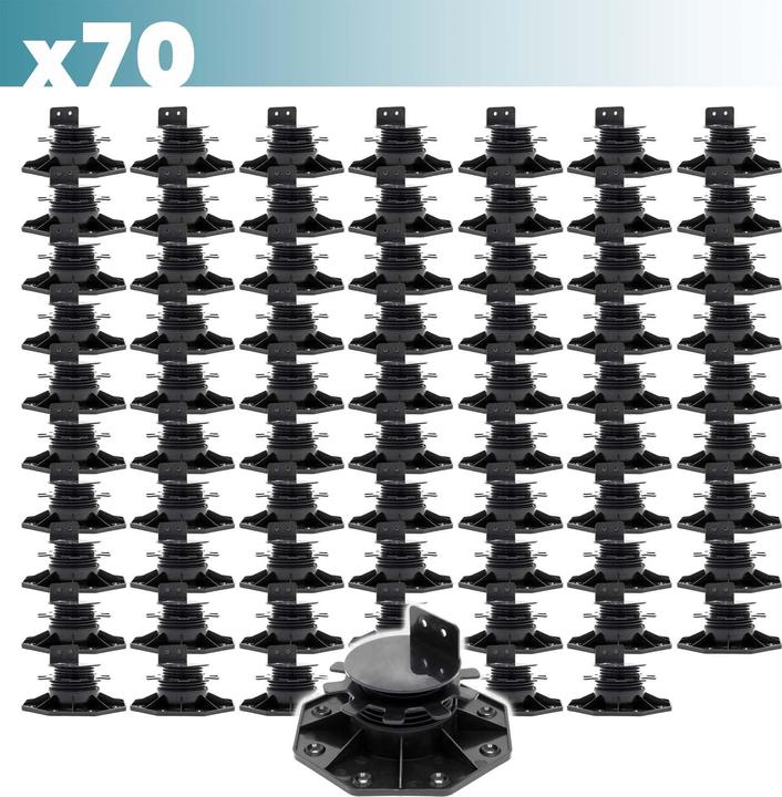 Produktbild XPOtool Set 70x Stelzlager Terrassen 2700kg 33-64mm Stellfüsse höhenverstellbar (70 x)