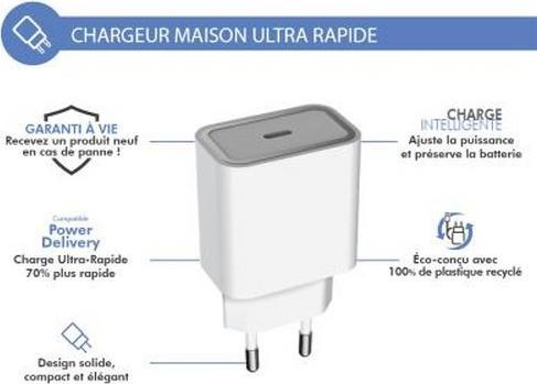 Image du produit Bigben Connected FPCar Charger1 portC PD 30WRecycledWhite (30 W)