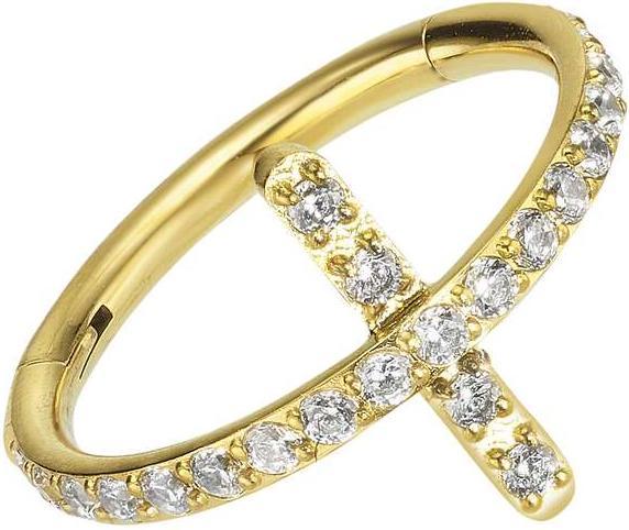 Actual product image Bijouteria Ear piercing (Titanium, Crystal, PVD coating (gold coloured))