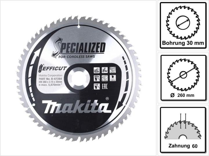 Productafbeelding Makita EFFICUT zaagblad 260x30x60Z