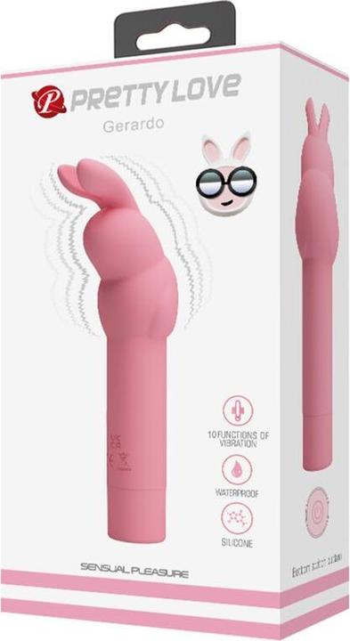 Actual product image Pretty Love Gerardo Fuschia Rabbit Silicone Vibrator