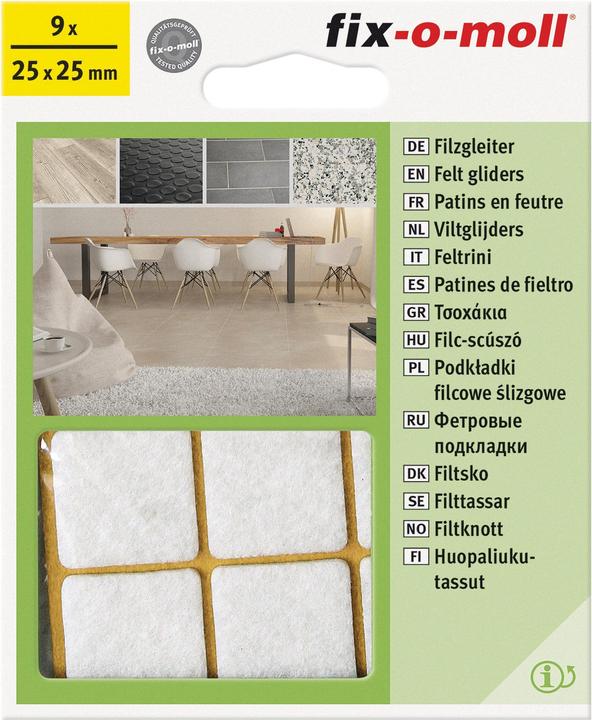 Produktbild Fix-o-moll Filzgleiter 3 mm / 25 x 25 mm 9 x (Filzgleiter, 9 Stück)