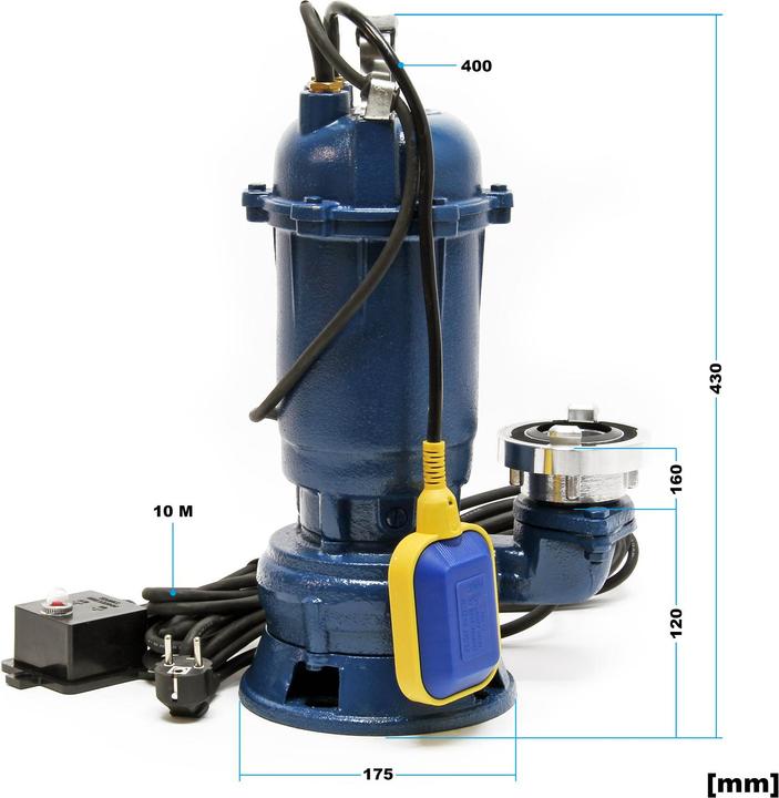 Produktbild XPOtool Schmutzwasserpumpe 1500W 22800l/h Schwimmer Fäkalienpumpe Baupumpe (Schmutzwasserpumpe)