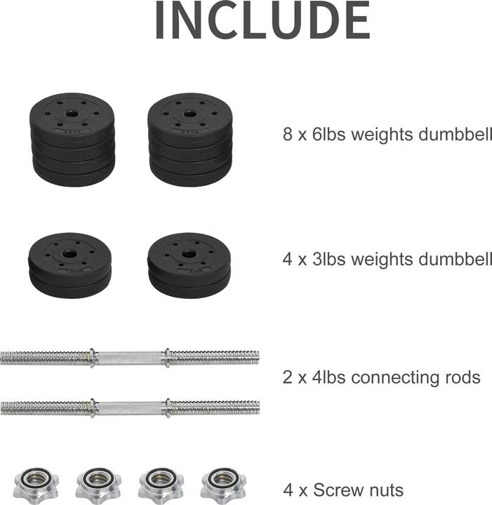 Actual product image Homcom Dumbbell set 30 kg (8 x 2.5 kg, 4 x 1.5 kg)