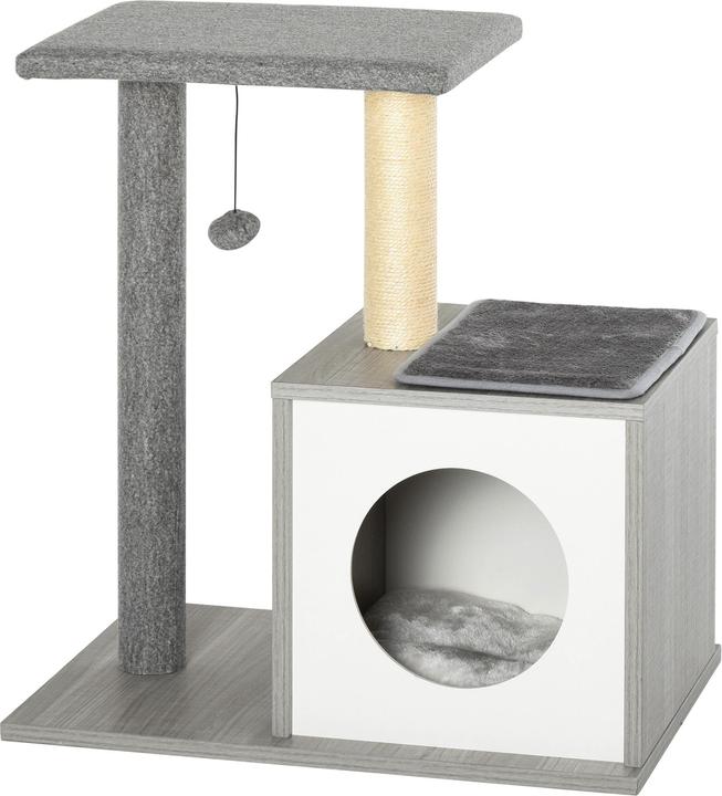 Actual product image PawHut Cat tree with cuddly den (62 cm, Grey)