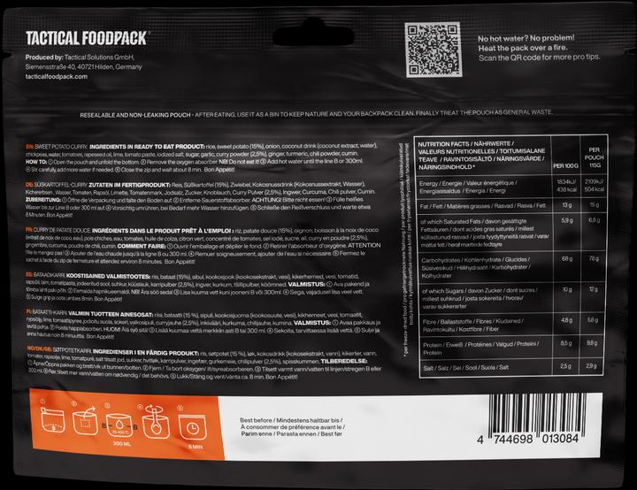 Immagine prodotto Tactical Foodpack Curry di patate dolci (100 g)