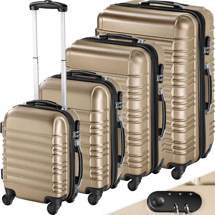 tectake Hartschalenkofferset 4-tlg. (106 l, Handgepäck (bis 50l), M (50 - 90l), L (90 - 115l))