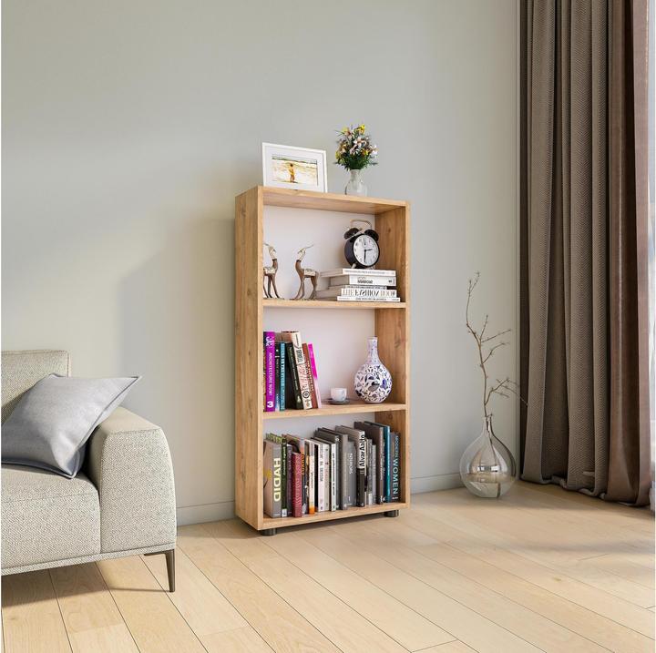 Produktbild VCM Holz Aufbewahrung Stand Regal Bücherregal Deko Bücher Standregal Bulas 3 Fächer (56 x 20 x 108 cm)