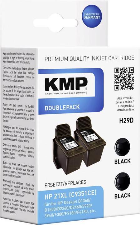 Image du produit KMP Cartouches d'encre Pack de 2 H29D Noir (CF)