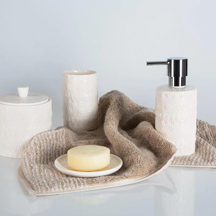 Actual product image spirella Toothbrush Mug Relief White, Porcelain (7 x 11.5 cm)