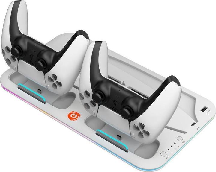 Produktbild Canyon CS-5, PS5 Charger stand, with RGB light,, with + cable, 475±, Baltas (PS5)