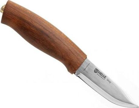 Actual product image Helle Belt knife Skog, three-layer steel, beech wood handle, leather sheath (7.60 cm)